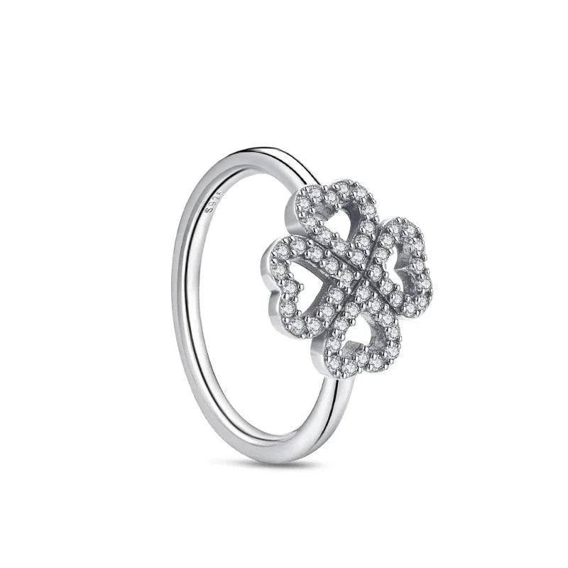 Crystal Clover Sterling Ring