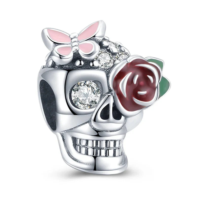 Halloween Skull Rose Charm