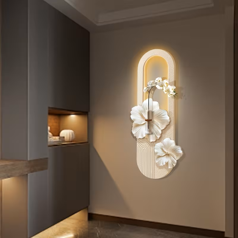 3D Flower Sandstone Wall Art Sculpture with Lights