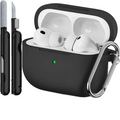 Protective Case for AirPods Pro (3rd Gen) with Keychain & Cleaning Pen – Black