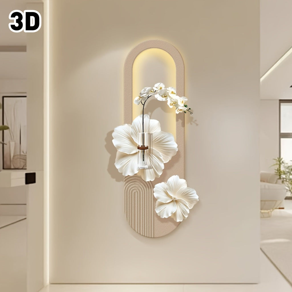 3D Flower Sandstone Wall Art Sculpture with Lights