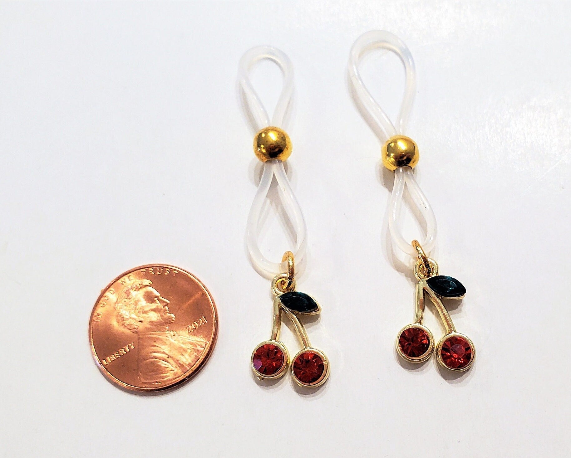 Cherry Rhinestone Nipple Rings, No Piercing Required