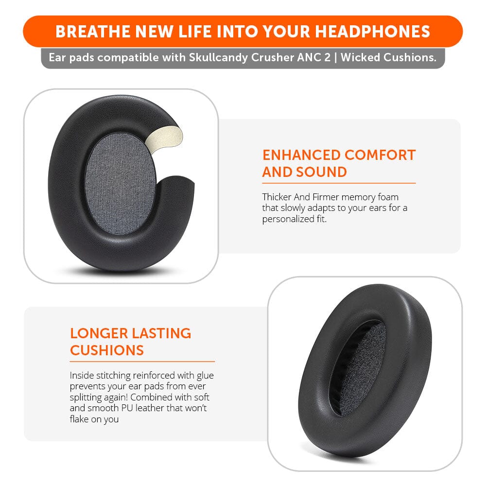 Upgraded Skullcandy Crusher ANC 2 Earpads - WC PadZ Crusher ANC 2